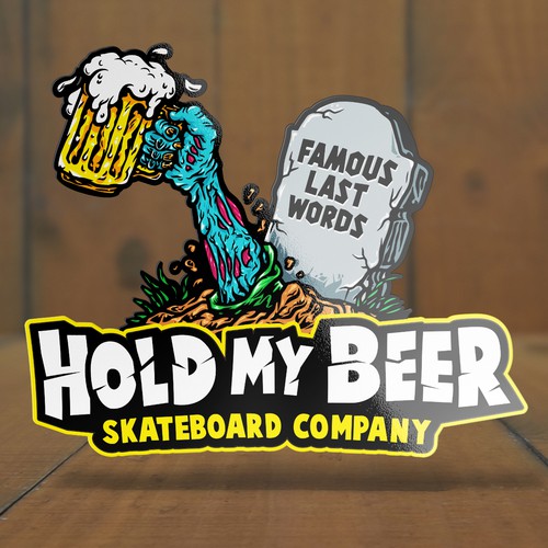 Skateboard design with the title 'Sticker Logo for Skateboard Company.'