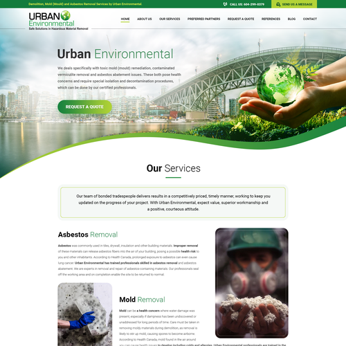 Green website with the title 'Urban Environmental'