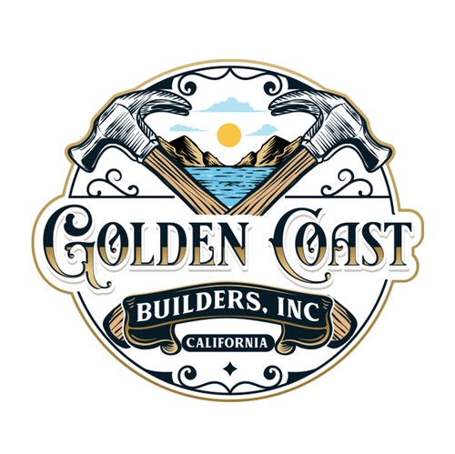 Art Nouveau design with the title 'Golden Coast Builders, Inc'