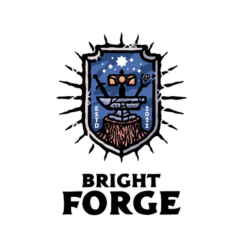 Garment logo with the title 'Bright Forge'