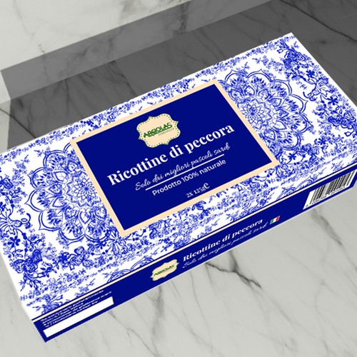 Feminine packaging with the title 'Riccottine Package Design'