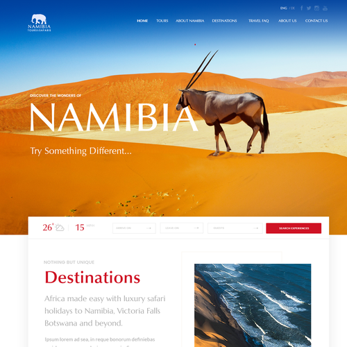 Safari design with the title 'Tourism site'