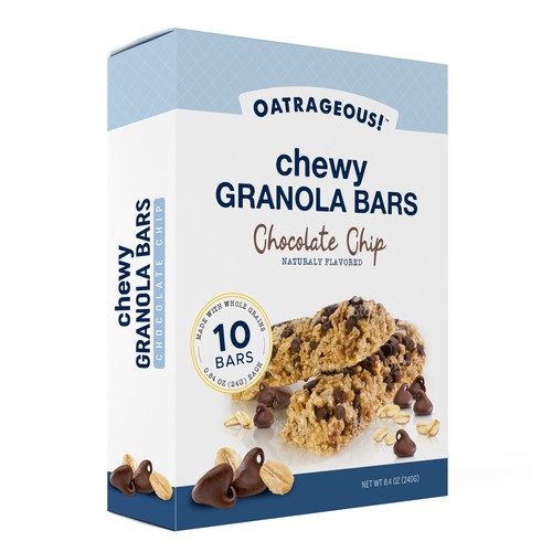 Dark chocolate packaging with the title 'design for granola bar '