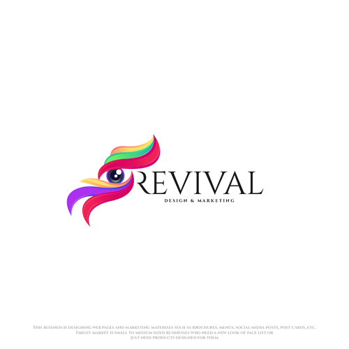 Eye brand with the title 'creative logo for revival brand and marketing'