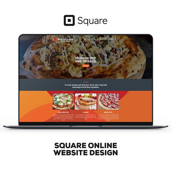 Pizza design with the title 'Square Online Design For Wood Fired Oven'
