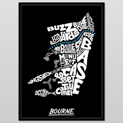 Typography artwork with the title 'Design an Iconic Typograpy Map For a Local Community Organization!'