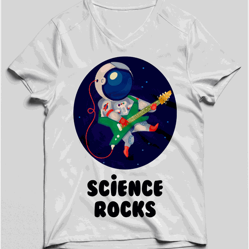 Astronaut t-shirt with the title 'Rock in space'