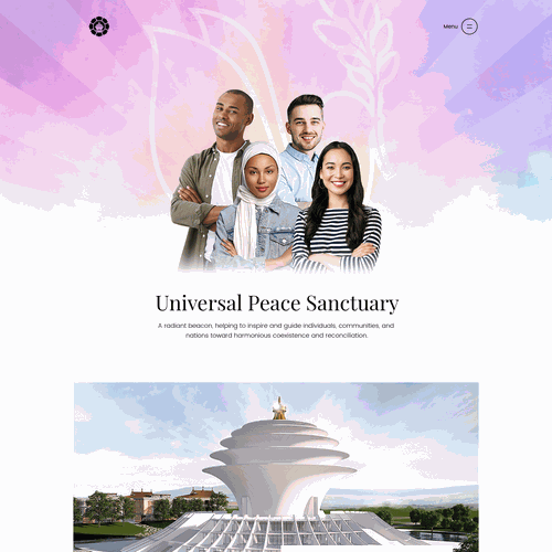 Subtle design with the title 'Redesign of Universal Peace Sanctuary's website'
