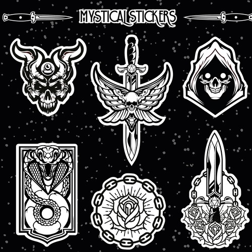 Sticker artwork with the title 'Mystical Stickers'