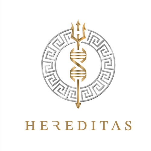 Trident logo with the title 'Logo Design for Hereditas'