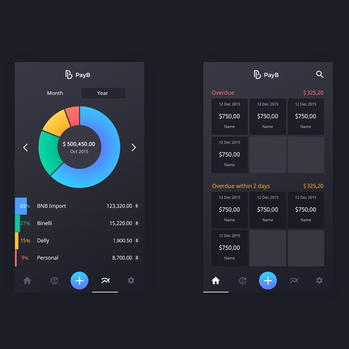 Clear design with the title 'Bill organizer app'