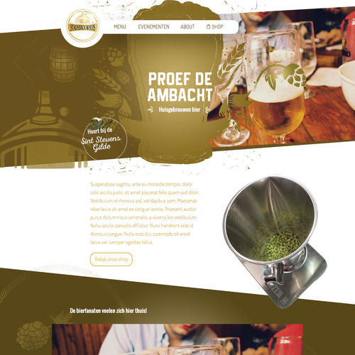 Beer website with the title 'Webdesign for a beer brewcafe'
