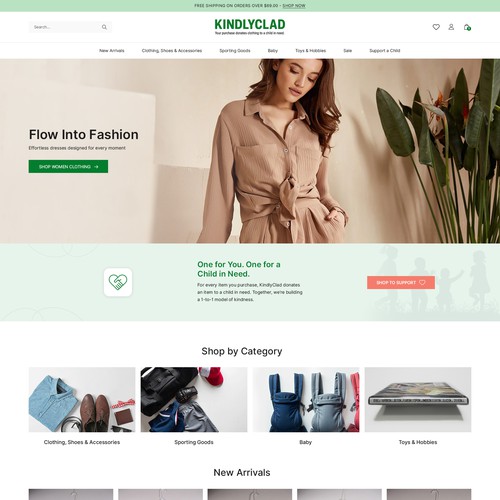 Clothing website with the title 'High-End Shopify Store with eBay Sync'