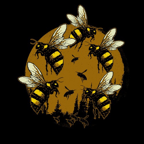Mascot t-shirt with the title 'bees colony'
