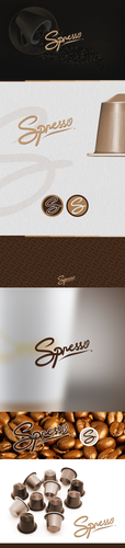 Brown brand with the title 'Spresso Premium Coffee Capsules Branding'