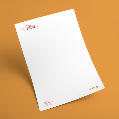 Letterhead design with the title 'Letterhead for 95.1SHINE FM'