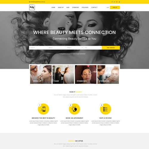 Beauty product website with the title 'Website design concept for Mysplendour'