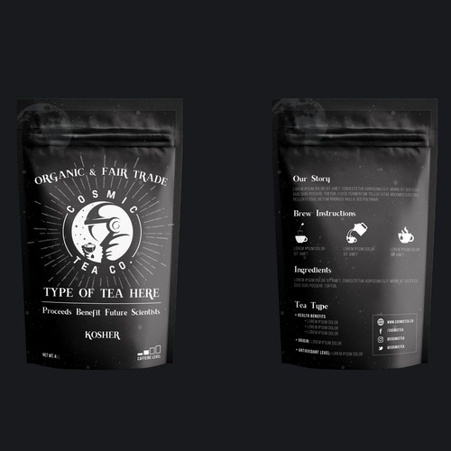 Brand label with the title 'Tea Packaging'