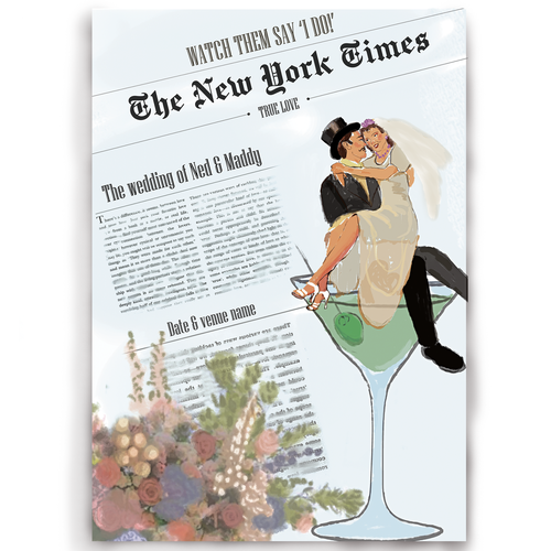 Old-school artwork with the title 'Proposal for a Retro Wedding Welcome Sign '