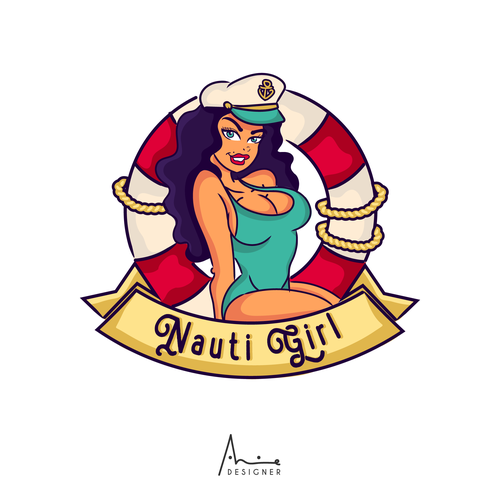 Yacht logo with the title 'Nautical Pin Up Logo for a Yacht'