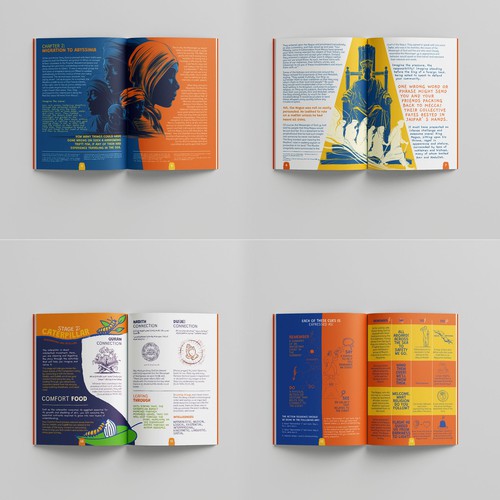 Editorial design with the title 'Style guide of interior pages for a fun youthful textbook'