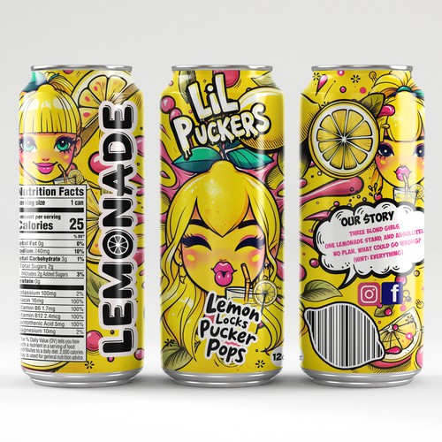 Cute label with the title 'Lemonade Can Design for the Lil Puckers'