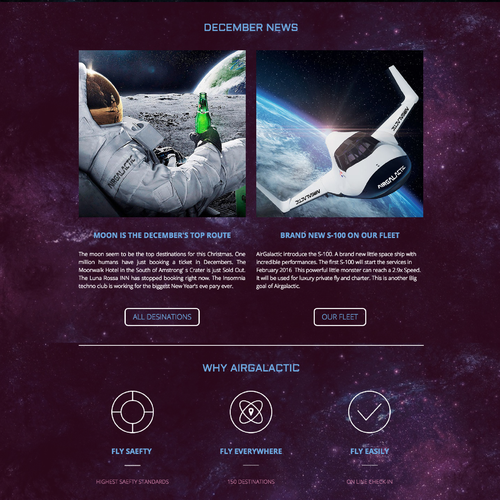 Universe design with the title 'Air Galactic Jimdo Website'