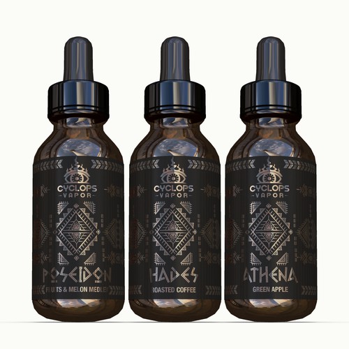 Tribal design with the title 'Label design for greek vapor products'