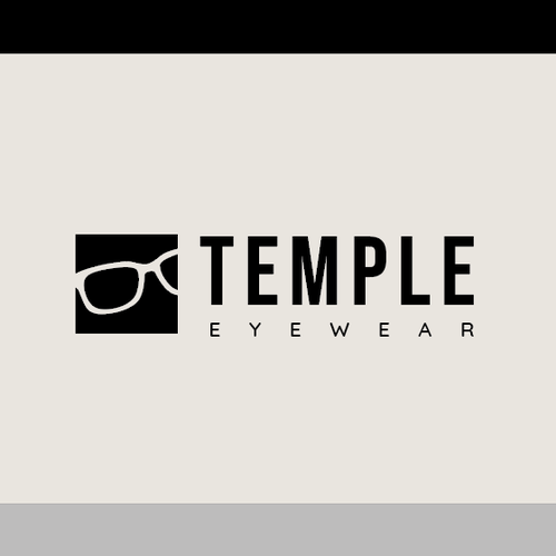 Eyeglass logo with the title 'Logo design proposal for TEMPLE EYEWEAR'