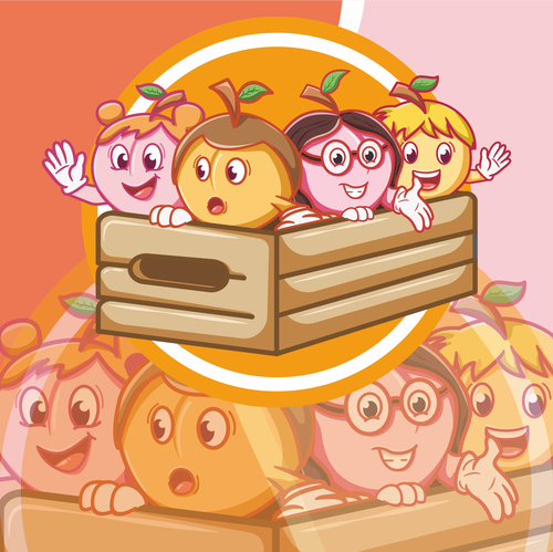 Peach logo with the title 'Cartoon kid/peach'