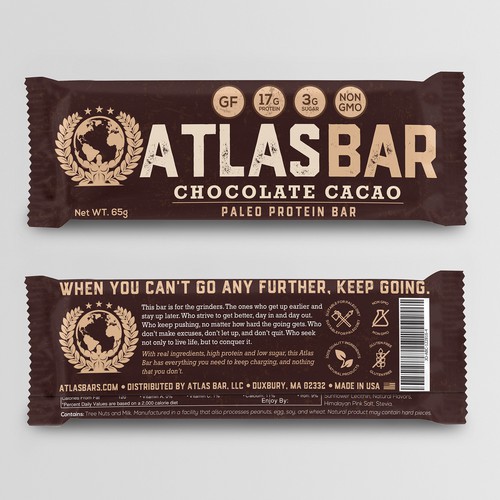 Chocolate design with the title 'Protein Bar Needs Powerful New Packaging'