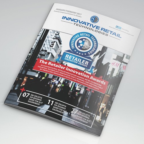 Glossy design with the title 'Innovative Retail magazine cover'