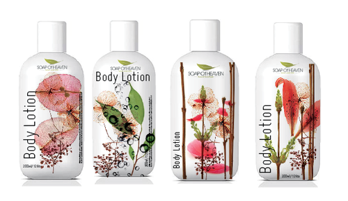 Collage design with the title 'Help SOAP OF HEAVEN with creating beautiful and amazing labels & packaging'