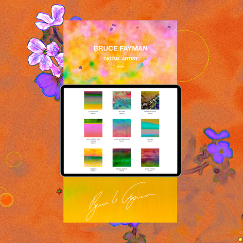 Colorful design with the title 'Bruce Fayman _ Digital Artist'