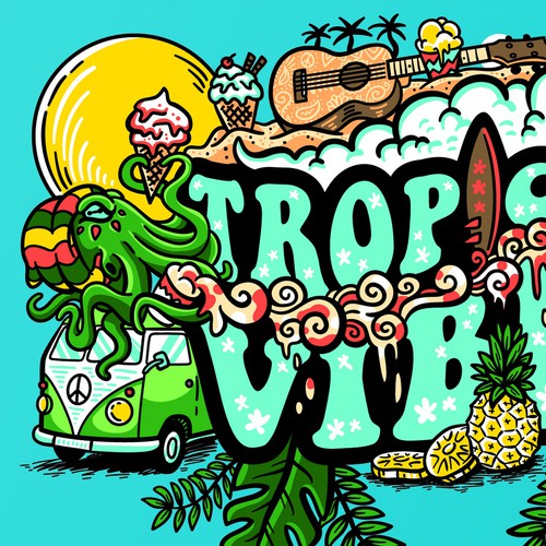 Beach t-shirt with the title 'Tropical Vibes'