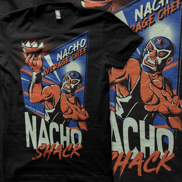 Food truck design with the title 'Nachos Galore tshirt design'