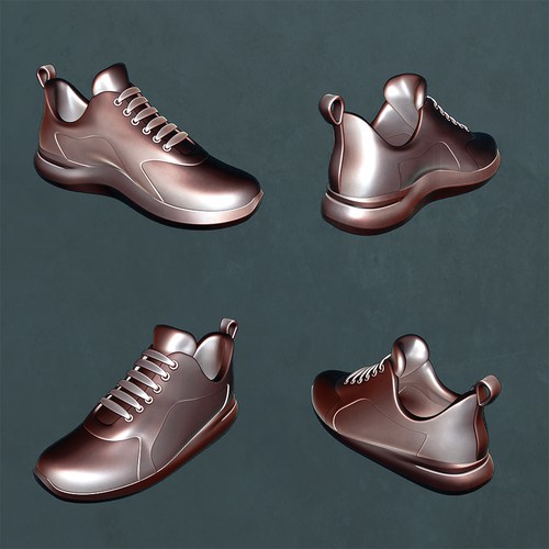 Statue design with the title 'Running Shoes Statue'