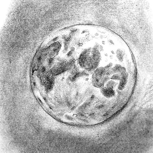 Moon artwork with the title 'simple illustrations of the moon'