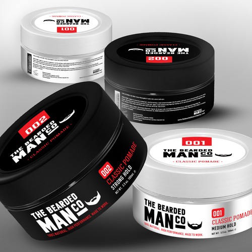 Healthcare design with the title 'packaging pomade'