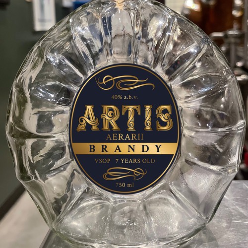 Whiskey packaging with the title 'Artis Brandy'