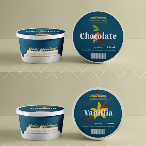 Milk packaging with the title 'Ice cream packaging - high quality'