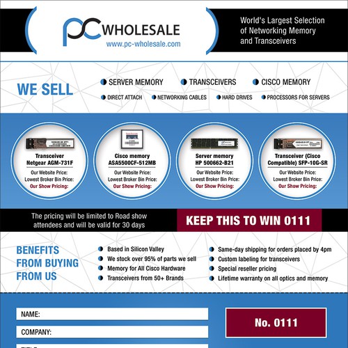 Memory design with the title 'Flyer for a PC-Wholesale.com'