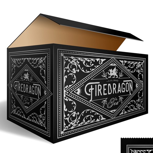 Tea packaging with the title 'Design a hipster logo for firedragon'