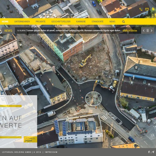 Construction website with the title 'Redesign for existing homepage in construction industry'