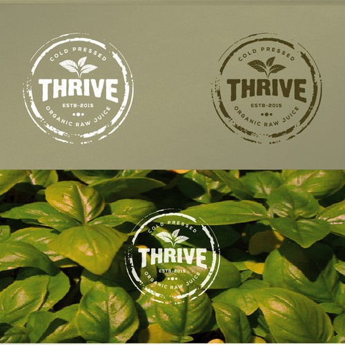 Juice bar design with the title 'Thrive Organic Raw Juice'