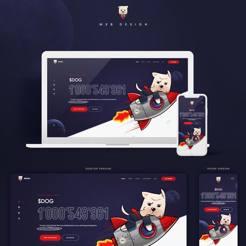 Space website with the title 'Fun And Creative Web Design for $DOGO'