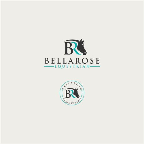 Horse riding logo with the title 'Bellarose equestrain'