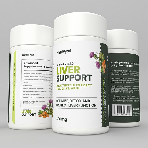 Product label with the title 'NutriVytal | Liver Support Supplement Label '