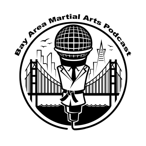Martial art weapons logo with the title 'Bay Area Martial Arts Podcast'