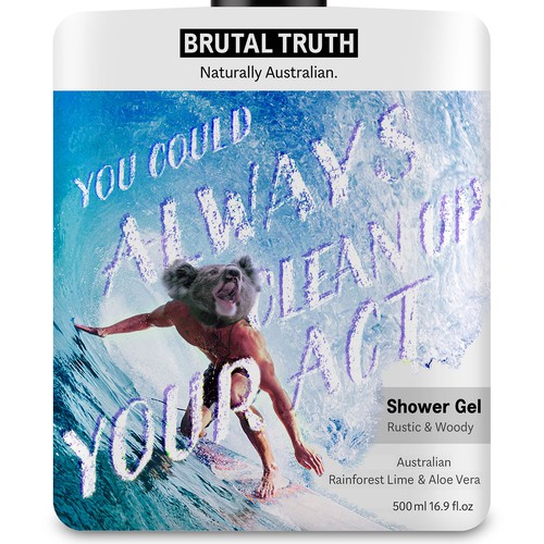 Lettering label with the title 'BRUTAL TRUTH label-design'